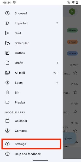 Open Gmail’s settings