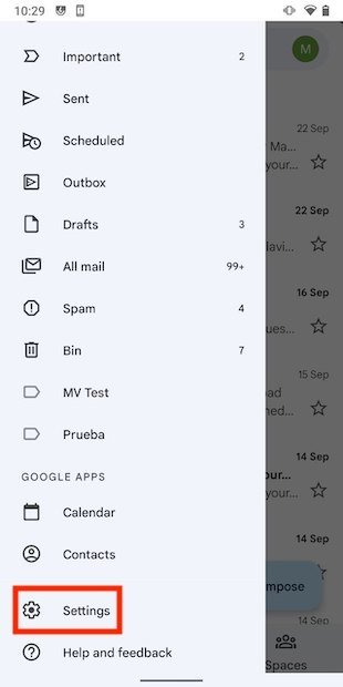 Open Gmail’s settings