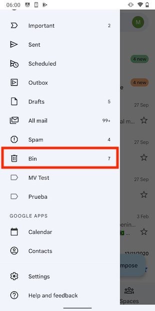 Open Gmail’s trash