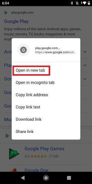 Aprire Google Play in una nuova finestra