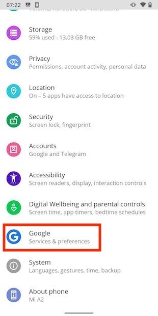 Open Google’s settings