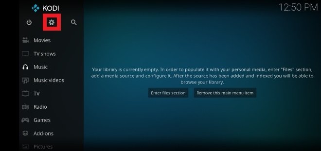 Open Kodi and go to the settings