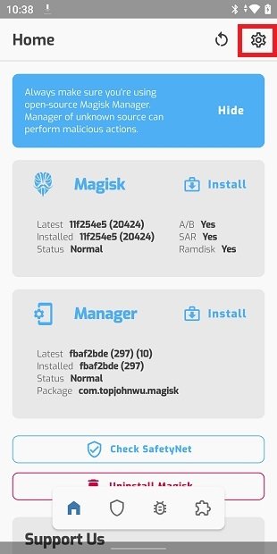 Open Magisk Manager’s settings