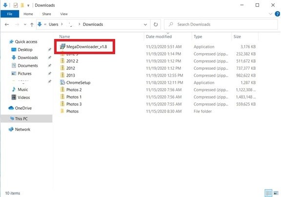 Abrir el instalador de MegaDownloader