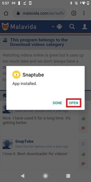 Ouvrir SnapTube