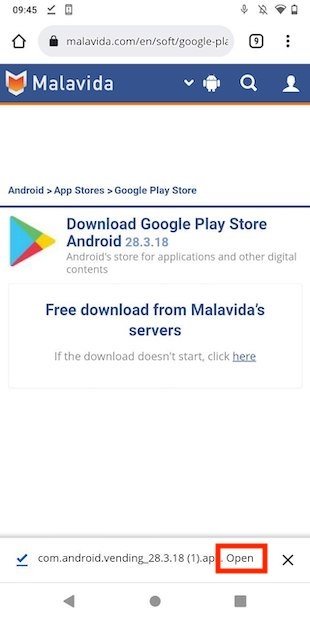 Open the APK file from your browser