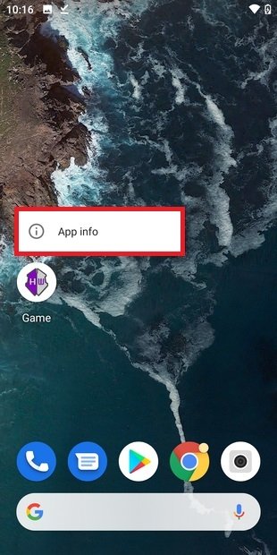 Abrir información de una aplicación