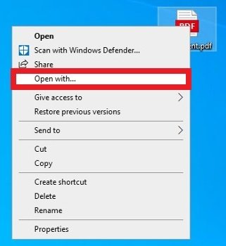 Open the contextual menu on the PDF document