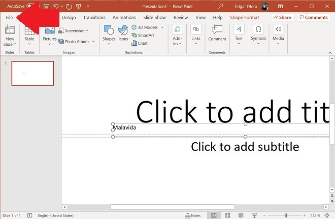 Open the File menu in PowerPoint