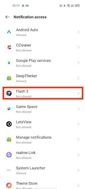 Open the Flash 3 options