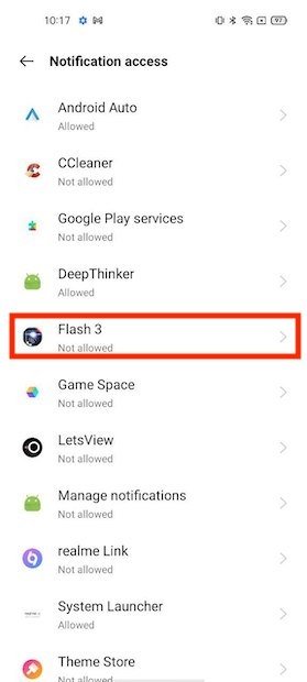 Откройте настройки Flash 3