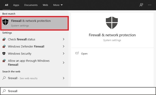 Abra o Firewall de Windows