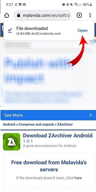 Open the Zarchiver file to install it