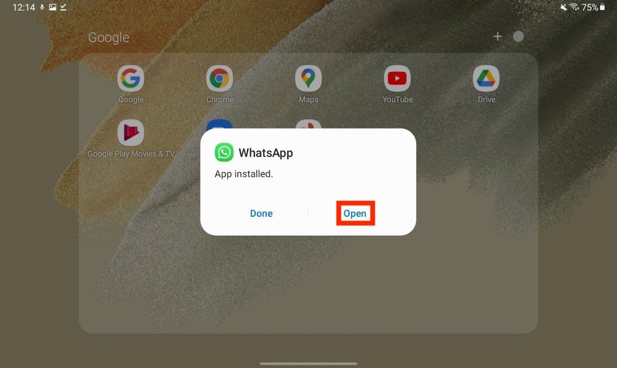 Open WhatsApp on a tablet