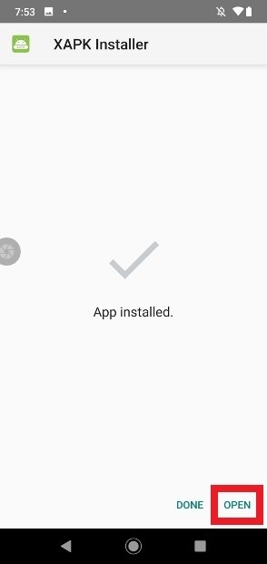 インストール直後のXAPK Installerを起動する