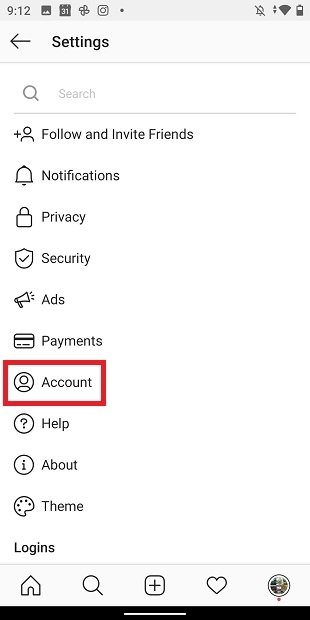 Open your account’s settings