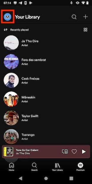 Open your personal profile on Spotify