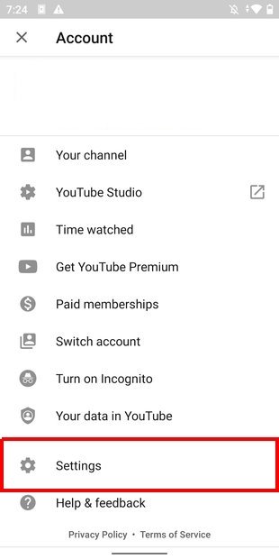 Open YouTube’s settings