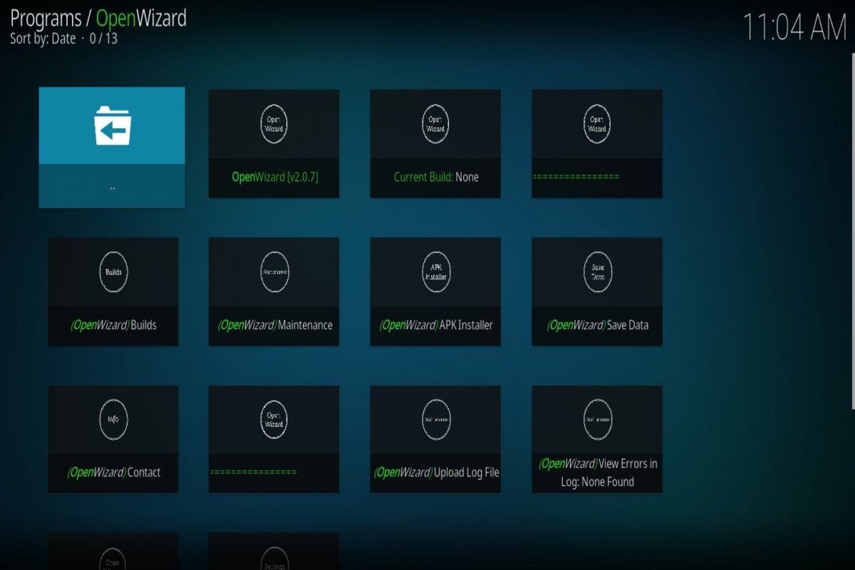 Opening Open Wizard for Kodi