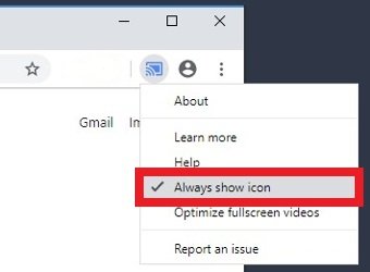 Option to always show the Cast icon in Chrome