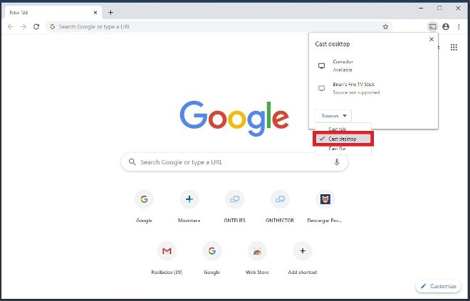 ChromecastでPCのデスクトップでキャストするオプション