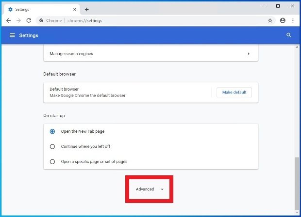 Option to view Chrome’s advanced settings