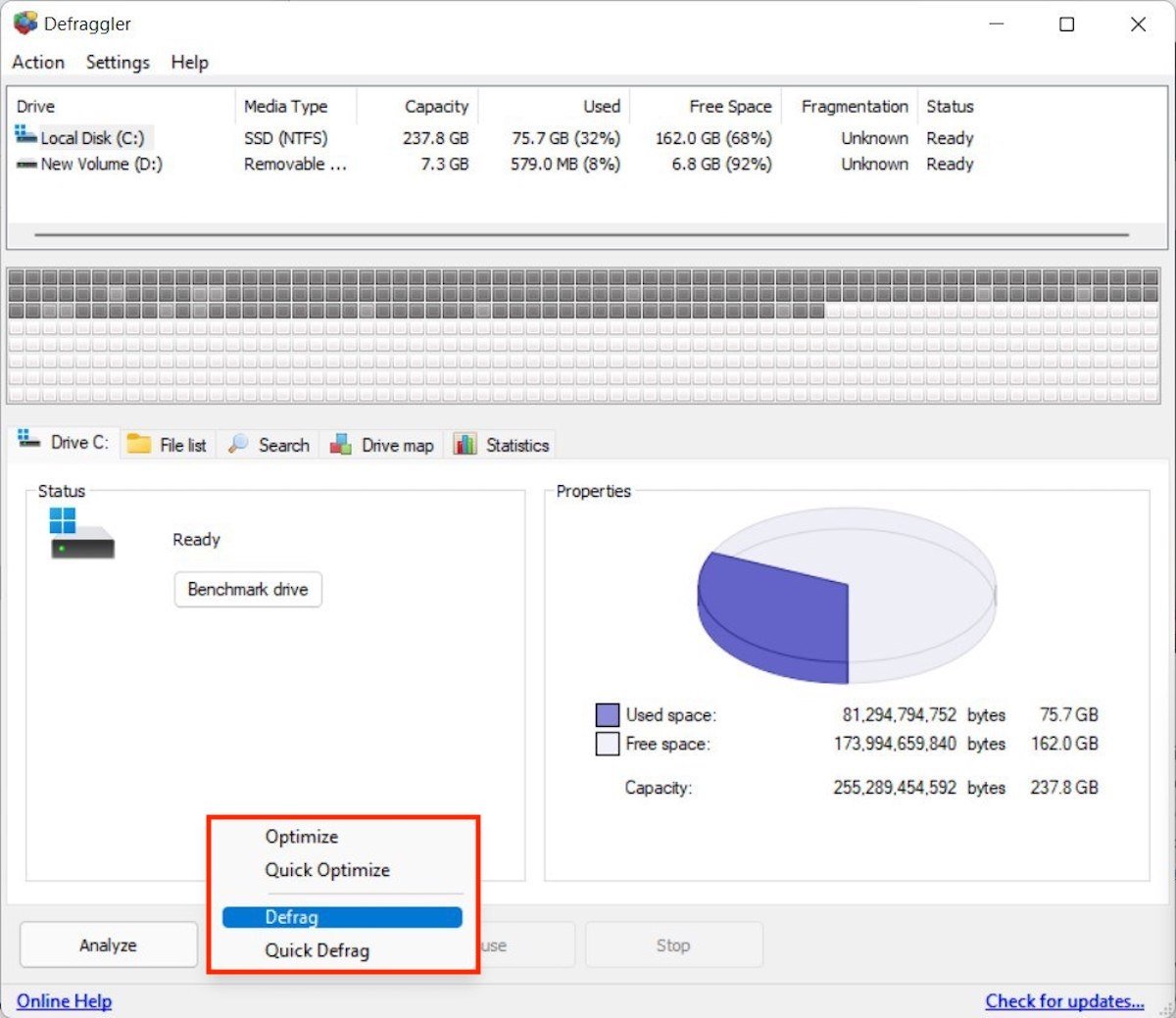 How to defragment the disk in Windows 11