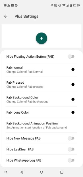 Options in the Floating Action Button section