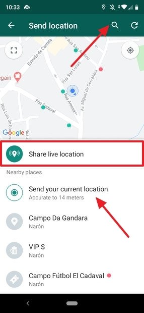 Options to send our location