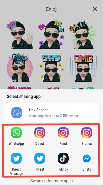 Options to share an emoji