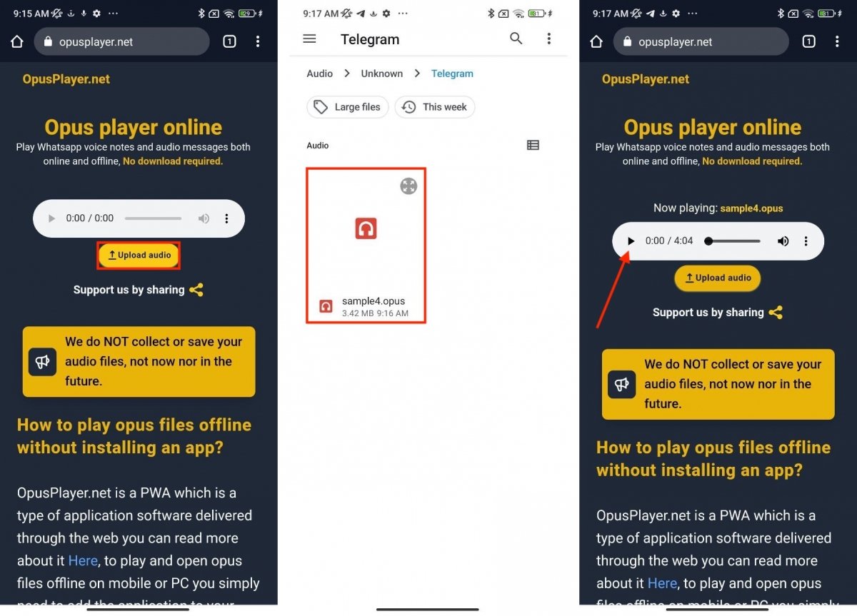 OpusPlayer est une application Web fantastique pour écouter des fichiers OPUS