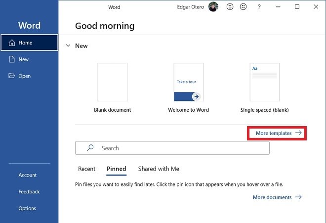 Más plantillas en Word