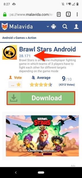 Page to access the download of Brawl Stars