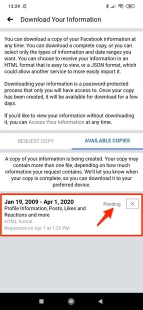 Page to request the file’s download