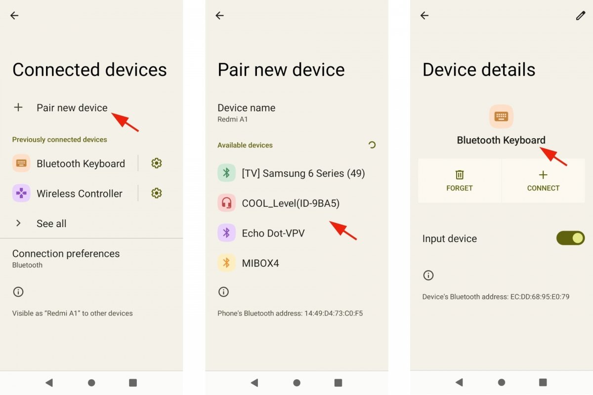 Pairing a Bluetooth keyboard on Android