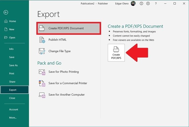 PDF’s aspect after the export