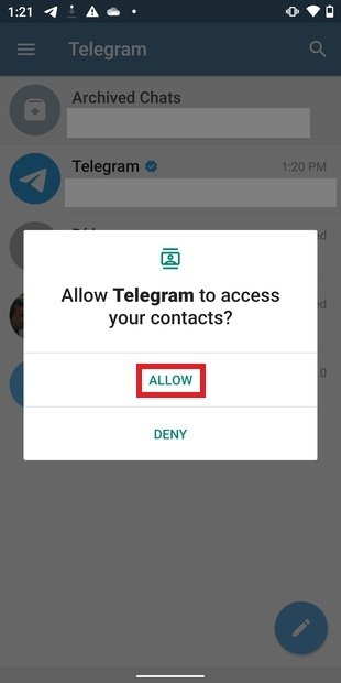 Autorisation d’accès aux contacts