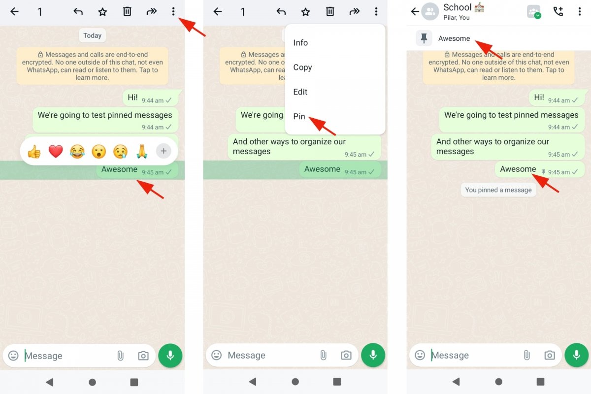 Fissare messaggi nelle chat di WhatsApp