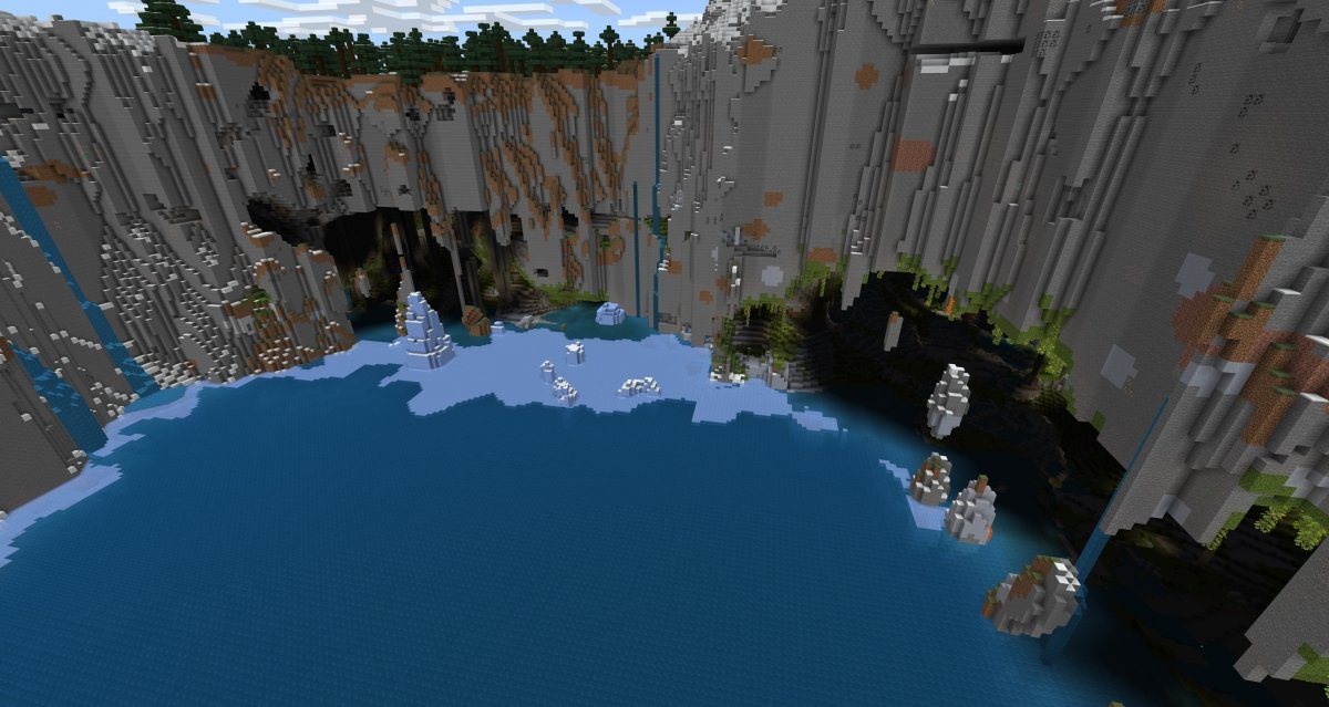 Minecraftの雪と大崖