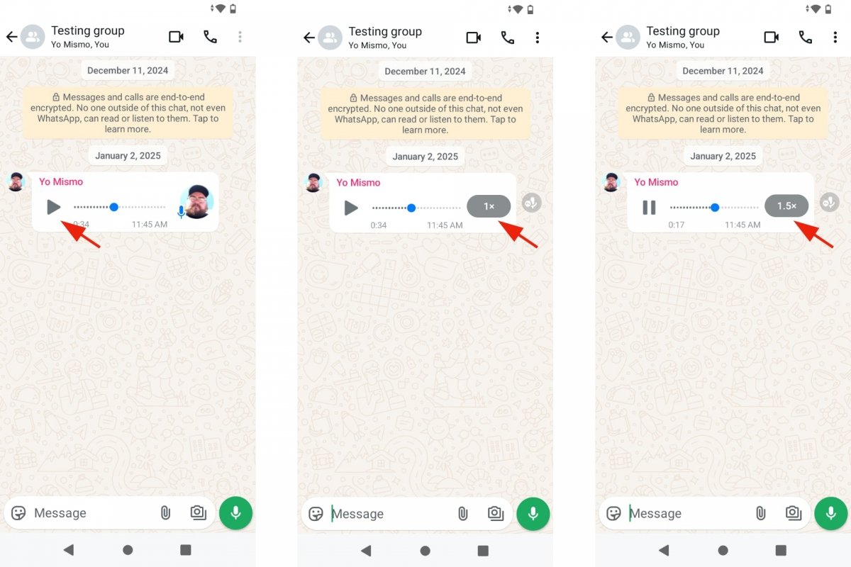 Playing WhatsApp voice notes faster