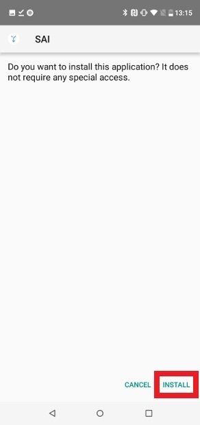 Press here to install SAI on Android