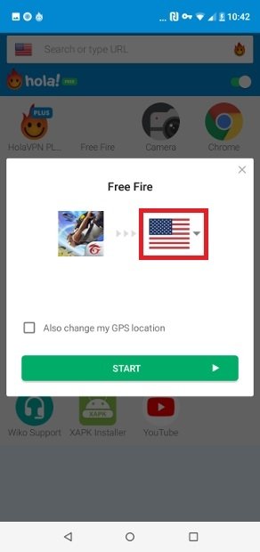 Press on the flag to select a country