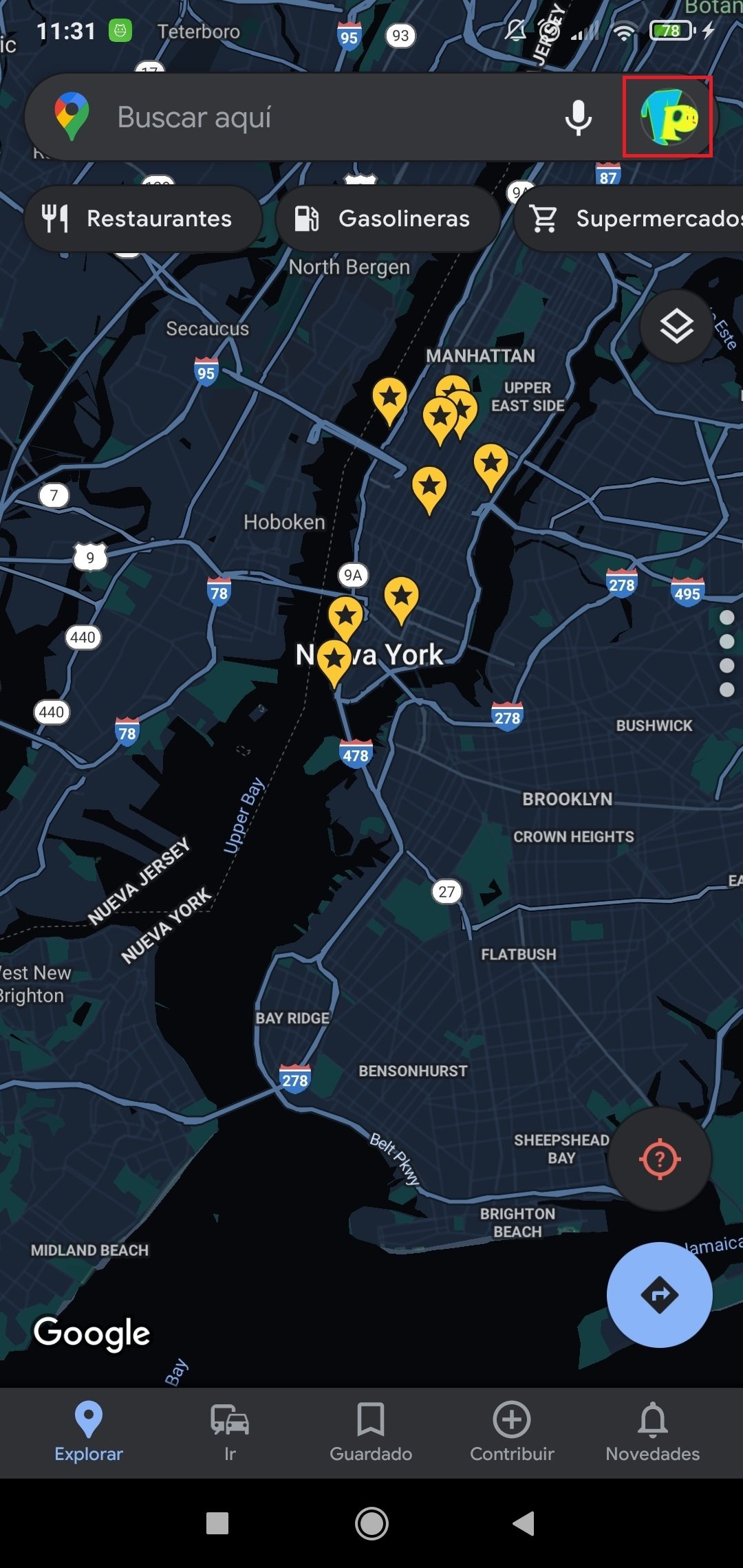 Pulsamos en el icono de tipos de mapa
