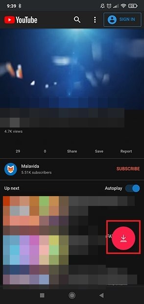 Pulsamos sobre el vídeo que queremos descargar