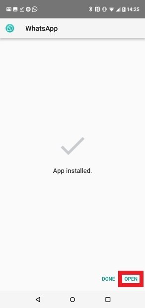 Drücken Sie auf Öffnen, um GBWhatsApp zu öffnen