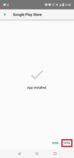 Drücken Sie Öffnen, um die neu installierte App zu öffnen