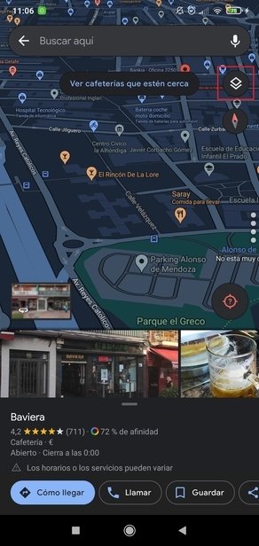 Pulsamos en el icono de tipo de mapa