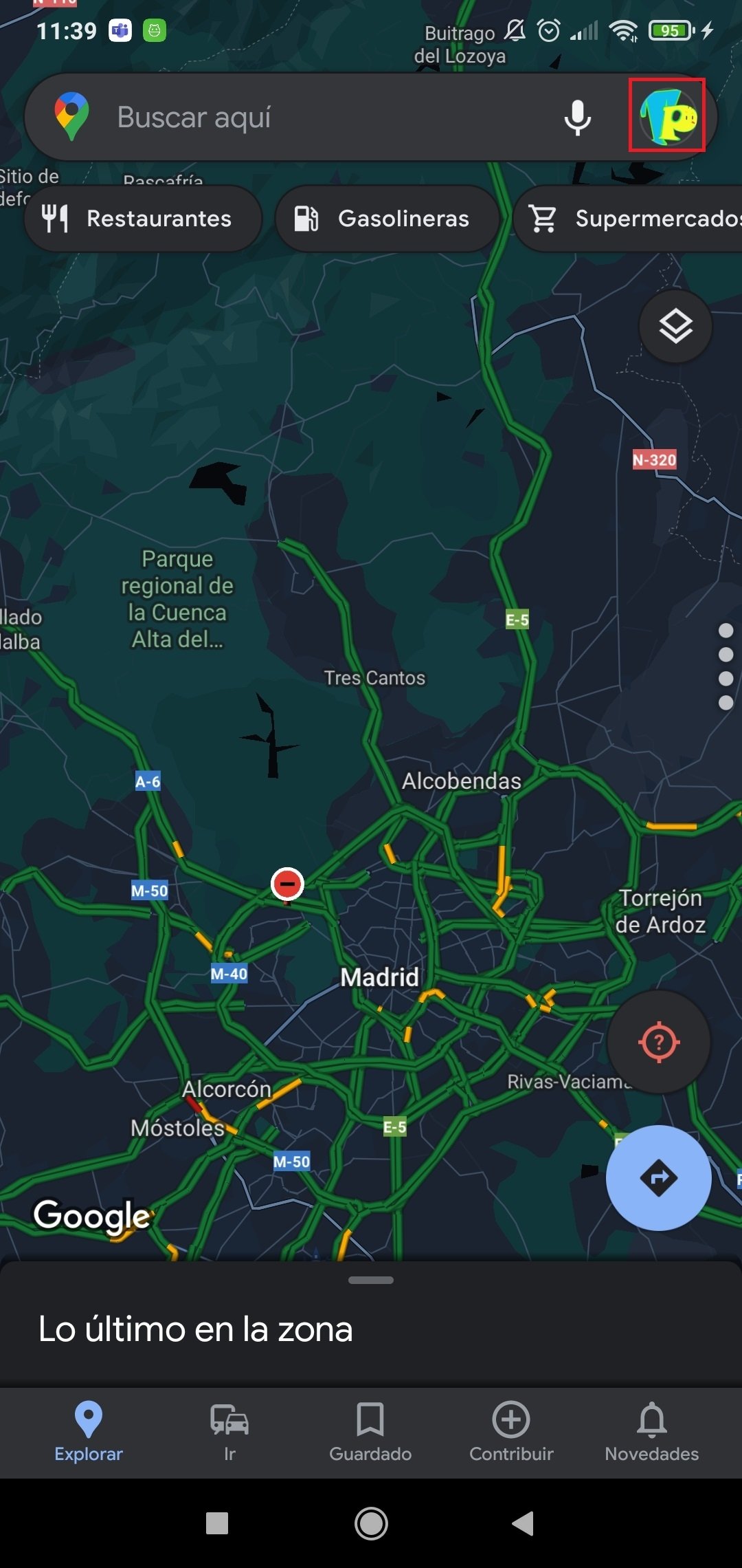 Pulsamos en el icono del perfil
