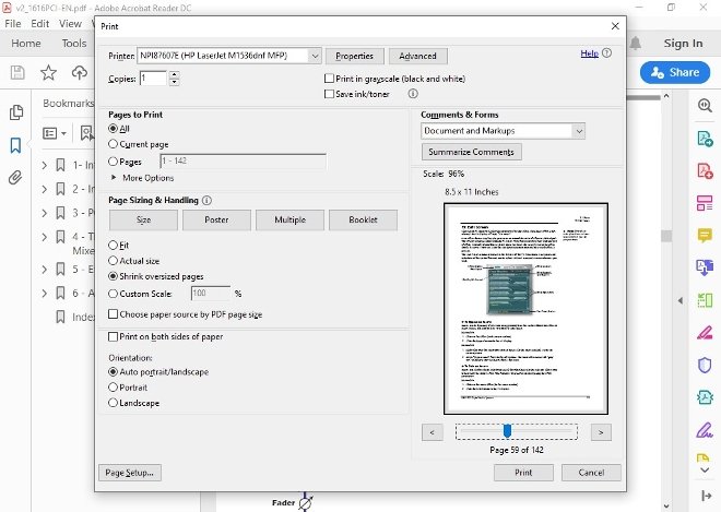 Printing in Adobe Acrobat Reader