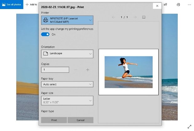 Impresión de una fotografía desde Fotos de Windows 10